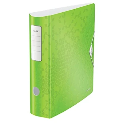 Immagine di Leitz Active WOW Raccoglitore con Meccanismo a Leva 180, Formato A4, Verde, Dorso 82 mm, Chiusura Elastico, Polyfoam Leggero, 11060154