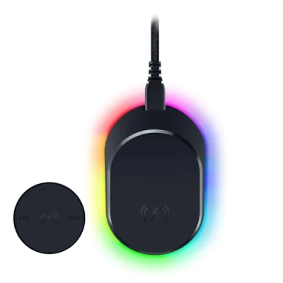 Immagine di Razer mouse Dock Pro &amp; Charging Puck di ricarica wireless magnetico e modulo per compatibili (Hyperspeed 8K Hz, 8 luci RGB Chroma) Nero