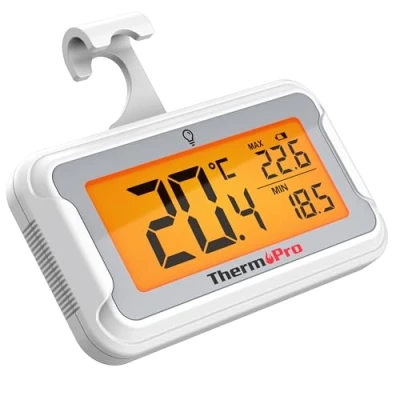 Immagine di ThermoPro Termometro per Frigorifero con Ampio Display LCD Retroilluminato Freezer e Congelatore Impermeabile Registrazione Max/Min Magnetiche Supporto