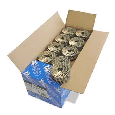 Immagine di Tacwise 0998 Chiodi Galvanizzati in Bobina Piatta Tipo 2,1/45 mm, Punta a Diamante, Annellati e Inclinati di 16, Fascicolati con fil ferro, Confezione da 14.400