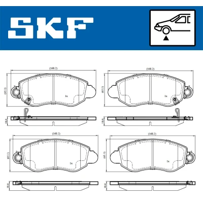 Immagine di SKF VKBP 80489 A Kit pastiglie freno con segnalatore acustico usura FORD: Transit Mk5 Van, Camion pianale/Telaio, Bus