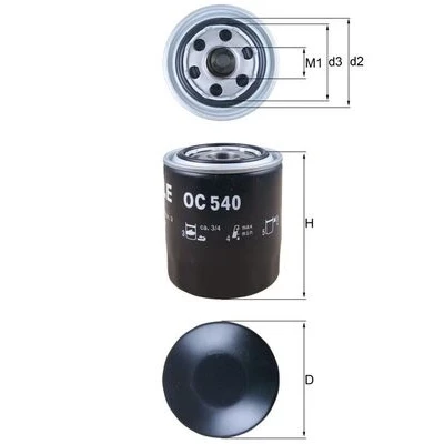 Immagine di MAHLE ORIGINAL OC 540 Filtro olio con una valvola blocco arretramento ad avvitamento KIA: CARNIVAL / GRAND 3, SORENTO 1, 2