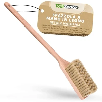 Immagine di ToolSpace Frusta per Auto in Legno 58 x 7 5,7 cm Spazzaneve Spazzola Naturale con Setole Morbide Scopa a Pelo Nevedi Maniglia Lunga Mano Caminetto, Campeggio