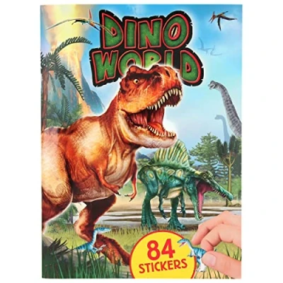 Immagine di Depesche 13207 Dino World Libro 20 Sfondo illustrate per disegnare Motivi di Dinosauri, Incluse 6 Pagine Carta e Adesivi a Soffietto, Paper, Multicolor, One Size