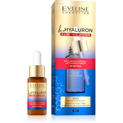 Immagine di Eveline Cosmetics Biohyaluron 3xRetinol System Siero Riparatore Anti Rughe con Bakuchiol e Retinolo 18ml