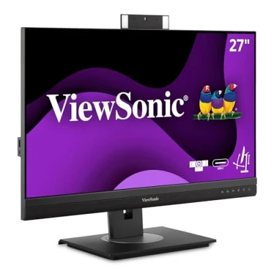 Immagine di ViewSonic VG2756V 2K Monitor per videoconferenza da 27 pollici 1440p con webcam, alimentazione a 2 vie, USB C 90 W, docking Gigabit Ethernet RJ45 integrato, inclinazione ergonomica di 40 gradi