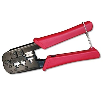 Immagine di PremiumCord Pinza crimpatrice per Cavo telefonico e Rete 4,6,8 Fili, Universale, RJ11 RJ12 RJ45, Colore Rosso Nero