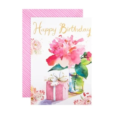 Immagine di Hallmark biglietto di compleanno classico design floreale ad acquerello, con fiore