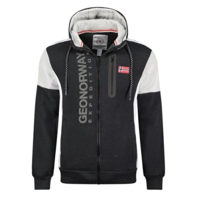 Immagine di Geographical Norway Fagozip Men Felpa con Cappuccio, Gris Fonce, S Uomo