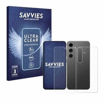 Immagine di savvies (6 Pezzi Pellicola Protettiva per Samsung Galaxy S24 (Fronte+Retro) Protezione Schermo Trasparente