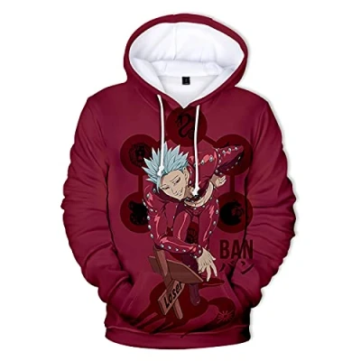Immagine di acsefire Unisex The Seven Deadly Sins Felpa con Cappuccio Pullover a Maniche Lunghe Felpe Anime Meliodas Ban Cosplay