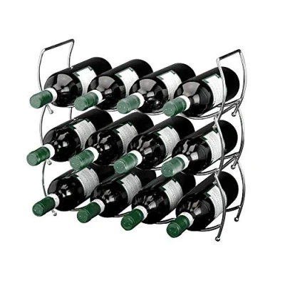 Immagine di Viscio Trading 171532 Porta Bottiglie Cromato Impilabile, Acciaio, Argento, 13x40x40 cm