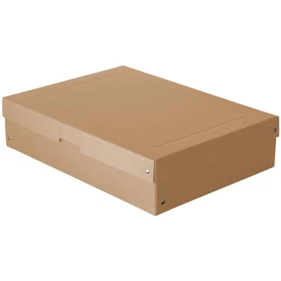 Immagine di FALKEN PureBox Nature. Made in Germany. 100 mm di altezza, DIN A3. scatola con coperchio robusto cartone vegano, per il trasporto, multiuso, marrone