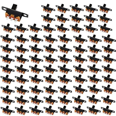 Immagine di HUAZIZ Interruttore a Scorrimento,180 Pezzi Mini Pannello Slitta SPDT 3 Pin 2 Posizione 0.5A 50V DC, Micro Miniatura Levetta per le Piccole DIY Progetti di Elettronici