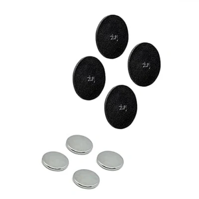 Immagine di Silwy® Power Bundle composto da 4 magneti con 8 cuscinetti adesivi e nano gel in metallo 7,5 cm, colore nero, flessibile, perfetto per casa, ufficio, campeggio barca
