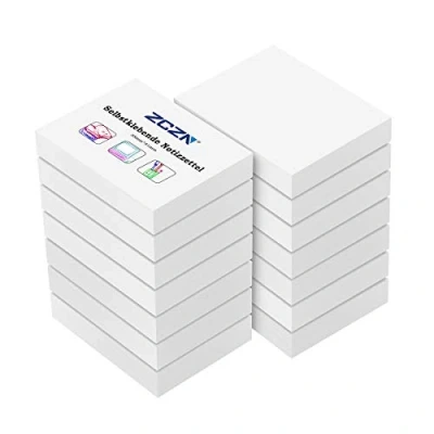 Immagine di ZCZN Foglietti Adesivi Colorati Super Sticky Notes, Confezione da 14 Blocchetti, 51 mm x 38 mm, 100 Fogli/Blocchetto, Un Totale di 1400 Fogli, Utilizzato per Aziende, Case o Scuole, Bianco