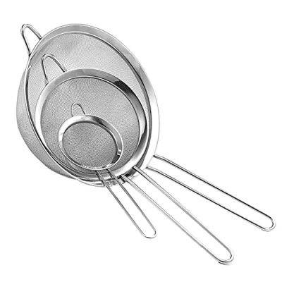 Immagine di AEX Set di setacci e colini, setaccio in metallo acciaio inossidabile, a maglia fine, confezione da 3 pezzi,setaccio cucina senza ruggine, lavabile lavastoviglie
