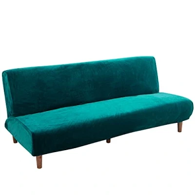 Immagine di Mingfuxin Copridivano senza braccioli, spesso elasticizzato, in velluto spesso, per divano da 2 3 posti, antiscivolo, elastico, pieghevole, protezione futon (velluto