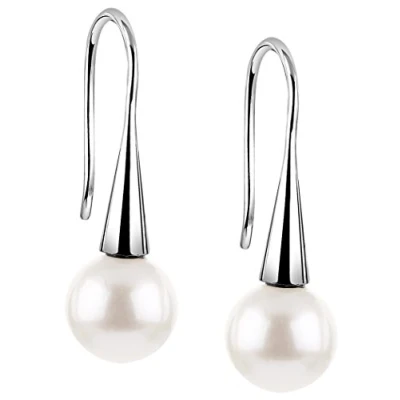 Immagine di Nenalina orecchini da donna in argento, fatti a mano, Perla 8 mm, superficie lucida argento sterling 925, 722165 046