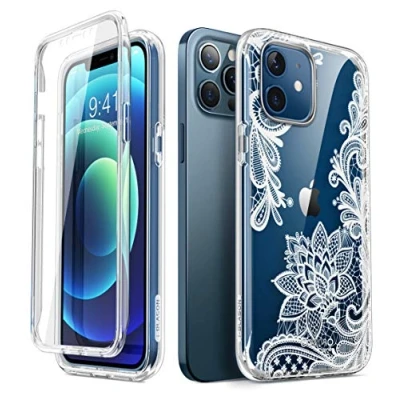 Immagine di i Blason Cosmo Series Custodia protettiva con pellicola integrata per iPhone 12/iPhone 12 Pro 5G da 6,1&quot; (versione 2020), in pizzo/bianco