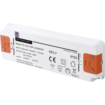 Immagine di TRU COMPONENTS TC YSL150F 24006250 Trasformatore per LED Tensione costante 150 W 6.25 A 24 V/DC adatto mobili, Sovratensione, Montaggio su superfici