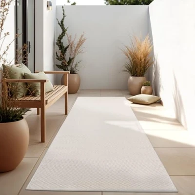 Immagine di Paco Home Tappeto Per Esterno Balcone Terrazza Cucina Monocolore Mélange, Dimensione:80x250 cm, Colore:Giallo