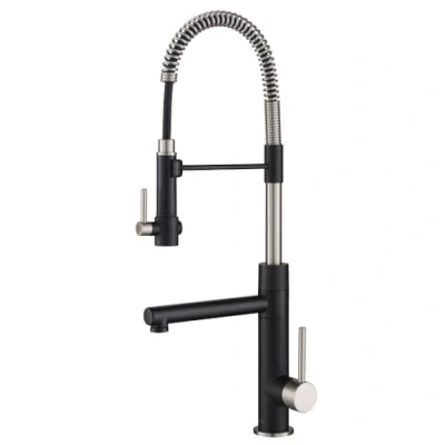 Immagine di Kraus KPF 1603SFSMB Artec Pro Rubinetto da cucina pre risciacquo a 2 funzioni con beccuccio molla estraibile e riempitore, finitura senza macchie in acciaio inossidabile/nero opaco, 54,75 cm