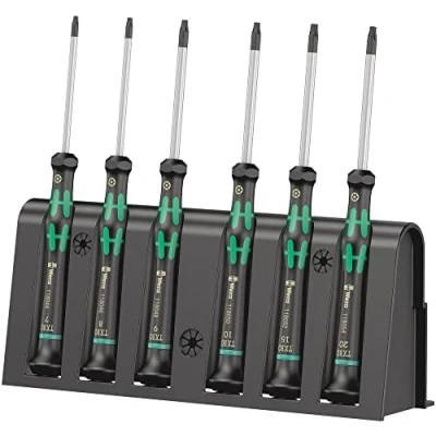 Immagine di Wera, 2067/6 Assortimento di giraviti TORX BO per l&#039;elettronica + rack, 6 pezzi