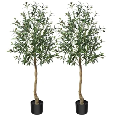 Immagine di CROSOFMI Olivo Artificiale 120cm Piante Finte da Interno Perfette in Vaso per Interni Esterno 2Pack