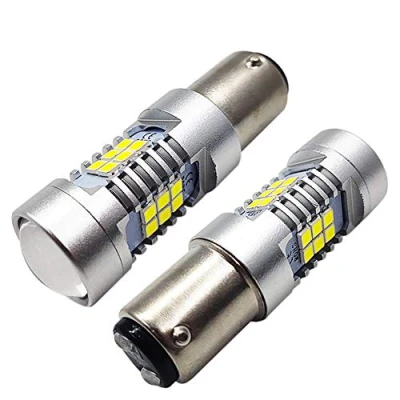 Immagine di Ruiandsion 2 lampadine LED BAZ15D, 12 24 V, 2835, 21 SMD, super luminose, a LED, colore: bianco