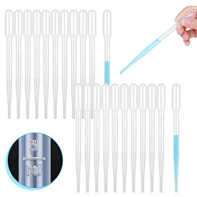 Immagine di WANGZAIZAI 100 Pezzi Pipette contagocce di trasferimento in plastica Graduata pipetta Alimentazione per esperimenti Laboratorio Vernici acriliche Disegno Strumenti Il Trucco (3 ml)