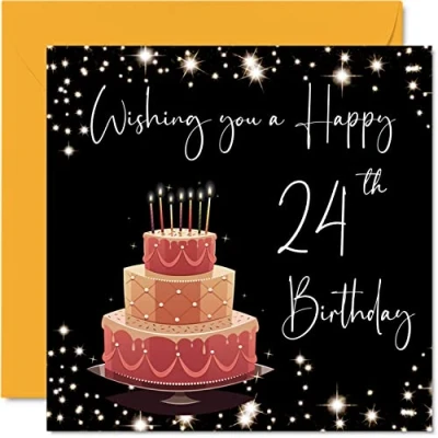 Immagine di Biglietto di auguri il 24 compleanno donne e uomini elegante ed donna anni figlio figlia fratello sorella nipote amico 145mm ventiquattresimo biglietti
