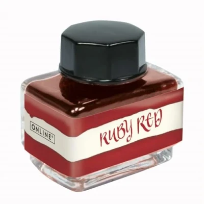 Immagine di ONLINE Flacone di inchiostro rosso da 15 ml, colorato per calligrafia, scrittura, convertitore, a base d&#039;acqua