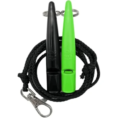 Immagine di ACME Fischietto per cani n. 210,5 con nastro pipa in confezione doppia 2 pipe nastri ideale richiamare forte e ampio raggio (nero + verde DG)