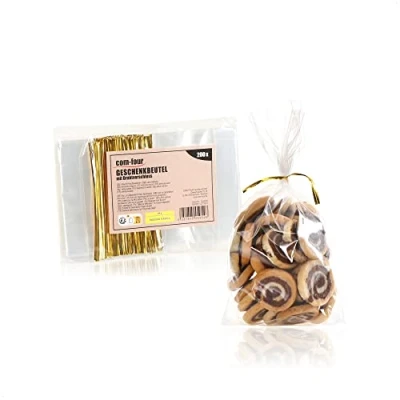Immagine di com four® 100x Buste Trasparenti in cellophan Trasparente Come per Alimenti Fondo Strisce di Rilegatura bustine Biscotti, Dolci e generi Alimentari