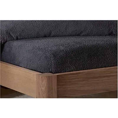 Immagine di Sleepdown Lenzuolo in pile con angoli, tinta unita, caldo e super morbido, per letto king size, colore: antracite