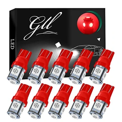 Immagine di Grandview 10pcs 24V Rosso T10 501 LED W5W 194 168 2825 Cuneo Lampadina 5 5050 SMD Numero Luci Avvio Interna Dell&#039;automobile Luce Cruscotto di Posizione Piastra