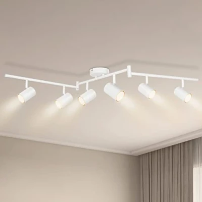 Immagine di Kimjo Faretti LED da Soffitto Orientabili con 6 Bianco Lampada Interno Moderna Lampadario per Camera Soggiorno Cucina GU10 Lampadina non Inclusa