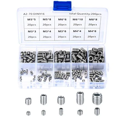 Immagine di 200 Pz Viti per Legno, Vite Senza Testa a Esagonale, M3 M4 M5 M6 M8 Assortito Kit in Acciaio Inossidabile