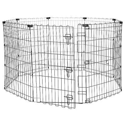 Immagine di Amazon Basics Recinto per Cani Da Interno, Ottagonale Pieghevole in Metallo, e Animali Domestici, 91 cm di altezza, Nero
