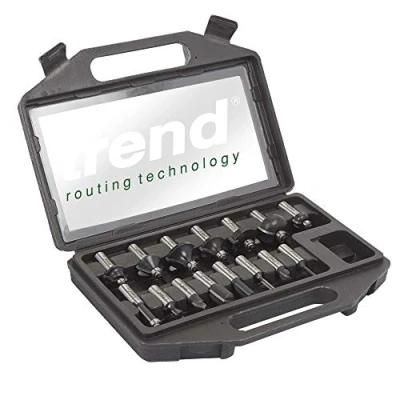 Immagine di Trend Set di Partenza 15 Frese per Router, Gambo da 12,7 mm, Punta in Carburo Tungsteno, Custodia Inclusa, SET/SS9X1/2TC