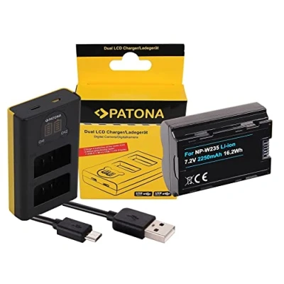 Immagine di Fujifilm XT4/X T4 Set di accessori con batteria e caricatore USB C LCD, compatibile Fuji NP W235 (2250 mAh)