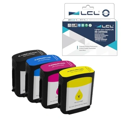 Immagine di LCL Versione professionale Cartuccia d&#039;inchiostro compatibile 10 C4844A 82 C4911A C4912A C4913A (4 Pack 1Nero 1Ciano 1Magenta 1Giallo) Sostituzione per HP Designjet 500/500ps /500Plus/ 800/800ps/815