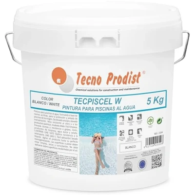 Immagine di Tecno Prodist TECPISCEL W Vernice per piscine ad acqua (5 kg bianco) Elevata resistenza e durata Grande copertura, flessibilità, aderenza Facile applicazione