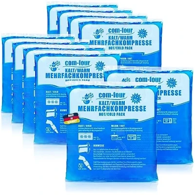 Immagine di com four® 10x Impacco Multiuso Riutilizzabile Busta Gel Freddo/Caldo, 14 x 13 cm Adatto per Microonde Made in Germany (10 pezzi medi)