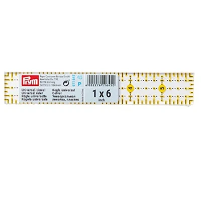 Immagine di Prym Universal Lineal 1 x 6 inch Omnigrid Ruler, Transparent, Yellow