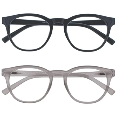 Immagine di Opulize Blu 2 Pacco Blocco Luce Occhiali Da Lettura Grigio Ghiaccio Computer Anti Riflesso Uomo Donna BB5 7C +3,00