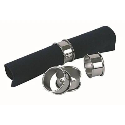 Immagine di APS 4er Set Edelstahl Serviettenringe, Durchmesser 4,5 cm, Höhe 2,5 hochglanzpoliert