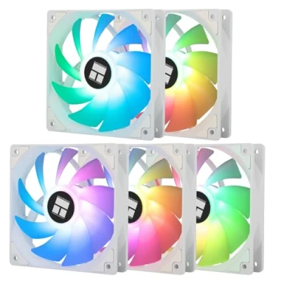 Immagine di Thermalright TL C12CW S X5 ventola per CPU bianca, PC a velocità 1550 giri/min, raffreddamento computer da 120 mm, di controllo PWM liquido e CPU(5 pezzi)