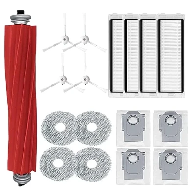 Immagine di Odashen Set di accessori ricambio per Roborock Q Revo robot aspirapolvere P10, spazzola principale, panno mocio, sacchetto la polvere, filtro Hepa, laterale (bianco)